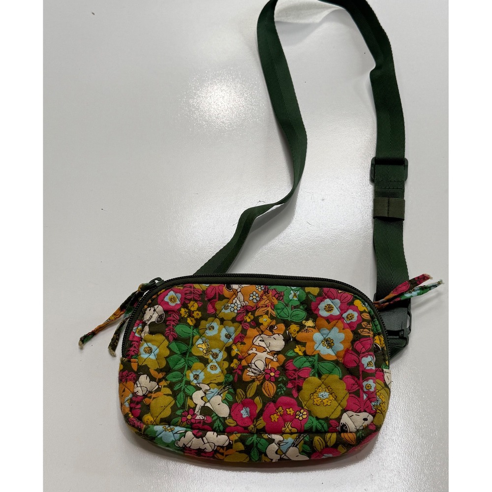 Vera Bradley x Peanuts Snoopy Floral Quilted Belt Bag Crossbody Green Multi